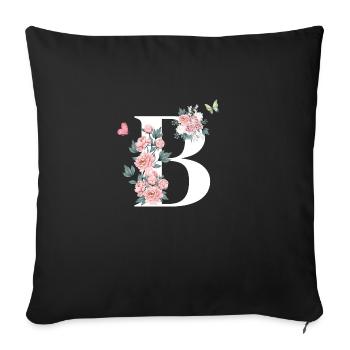 Letter b pink flowers - Sofa pillowcase 17,3'' x 17,3'' (45 x 45 cm) - black - Front