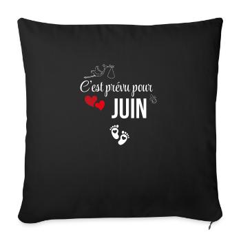 C’est prévu pour juin - annonce de grossesse - Housse de coussin décorative 45 x 45 cm - noir - Devant