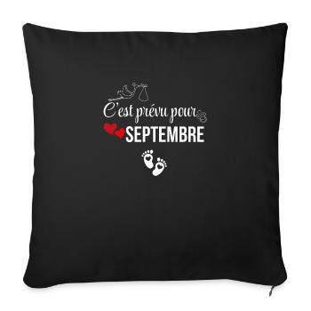 C’est prévu pour septembre - annonce de grossesse - Housse de coussin décorative 45 x 45 cm - noir - Devant