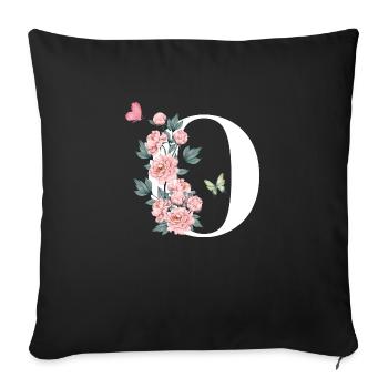 Letter o pink flowers - Sofa pillowcase 17,3'' x 17,3'' (45 x 45 cm) - black - Front