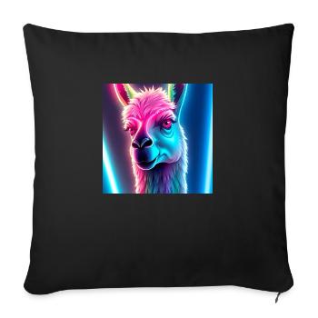 Lama néon - Housse de coussin décorative 45 x 45 cm - noir - Devant