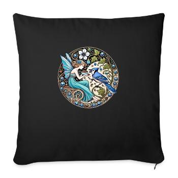 Fée Geai Bleu - Housse de coussin décorative 45 x 45 cm - noir - Devant