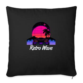 “Retro Wave” Synthwave desing - Housse de coussin décorative 45 x 45 cm - noir - Devant