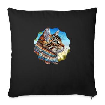 AI Design Cat Picture with Artful Mandala Motif - Sofa pillowcase 17,3'' x 17,3'' (45 x 45 cm) - black - Front