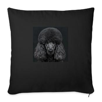 Animaux noirs - Caniche noir - Housse de coussin décorative 45 x 45 cm - noir - Devant