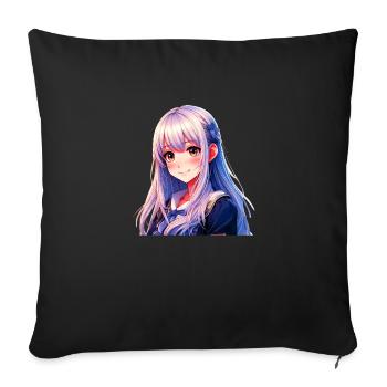 Anime Manga Fille - Housse de coussin décorative 45 x 45 cm - noir - Devant