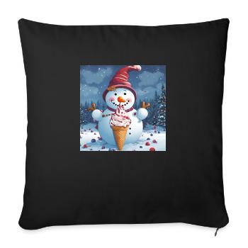Snowman with icecream - Sofa pillowcase 17,3'' x 17,3'' (45 x 45 cm) - black - Front