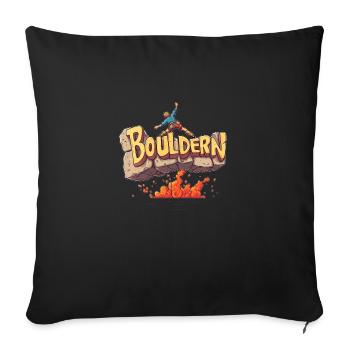 T-shirt de dessin animé d’escalade de bloc – Grimper avec style - Housse de coussin décorative 45 x 45 cm - noir - Devant