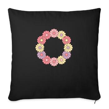 Vibrant Flower Wreath - Sofa pillowcase 17,3'' x 17,3'' (45 x 45 cm) - black - Front