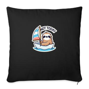 Sailing boat with sloth - Sofa pillowcase 17,3'' x 17,3'' (45 x 45 cm) - black - Front