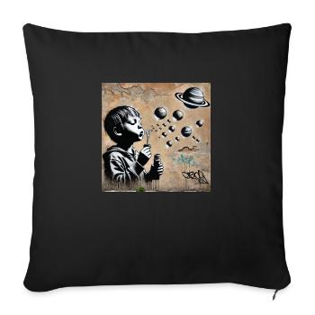 Kein Banksy - Kosmische Träume - Sofakissenbezug 45 x 45 cm - Schwarz - Vorne