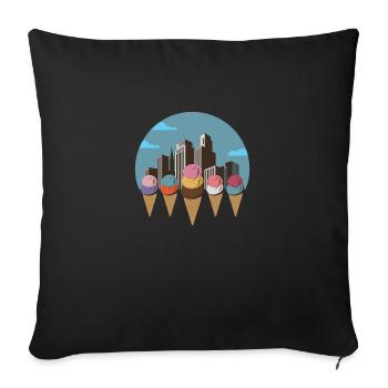 Ville de la crème glacée - Housse de coussin décorative 45 x 45 cm - noir - Devant