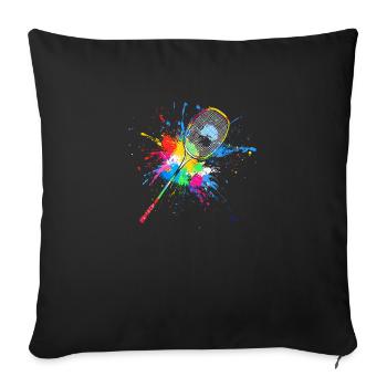 Raquette de badminton colorée Badminton - Housse de coussin décorative 45 x 45 cm - noir - Devant
