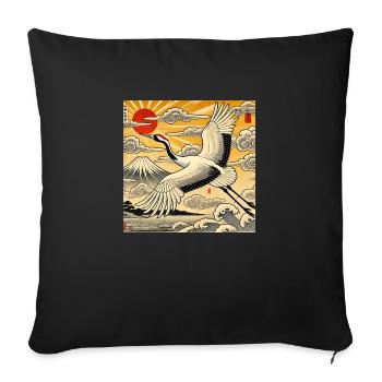 Japanese-style crane - Sofa pillowcase 17,3'' x 17,3'' (45 x 45 cm) - black - Front