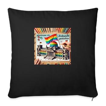 Gemeinsam die Zukunft gestalten - Sofakissenbezug 45 x 45 cm - Schwarz - Vorne