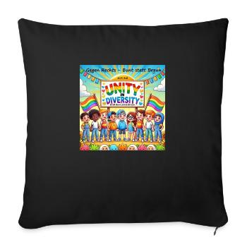 Unity in Diversity - Sofa pillowcase 17,3'' x 17,3'' (45 x 45 cm) - black - Front