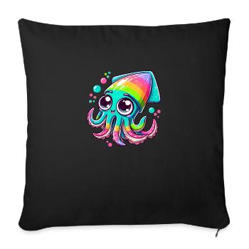 Calmar coloré avec de grands yeux pour les enfants - Housse de coussin décorative 45 x 45 cm - noir - Devant