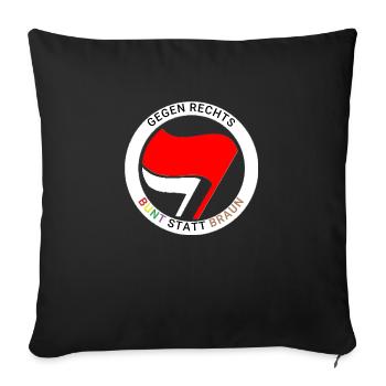 Antifa - Colorful instead of brown - white ring - Sofa pillowcase 17,3'' x 17,3'' (45 x 45 cm) - black - Front