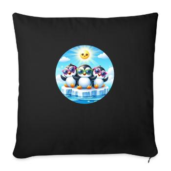 Funny Penguins 2 - Sofa pillowcase 17,3'' x 17,3'' (45 x 45 cm) - black - Front