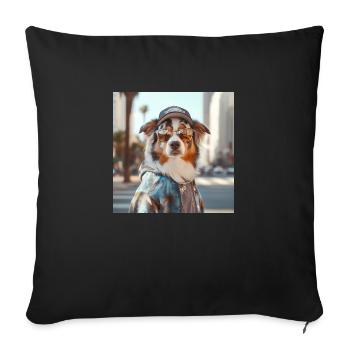 Dog LA hipster - Sofakissenbezug 45 x 45 cm - Schwarz - Vorne