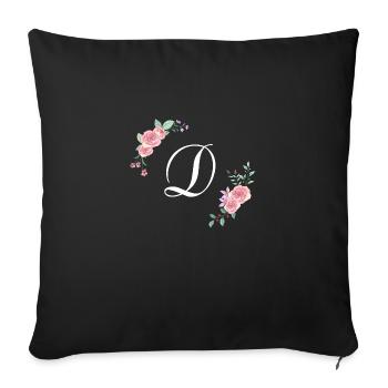 Pink floral letter - Sofa pillowcase 17,3'' x 17,3'' (45 x 45 cm) - black - Front