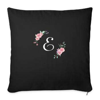 Pink floral letter - Sofa pillowcase 17,3'' x 17,3'' (45 x 45 cm) - black - Front