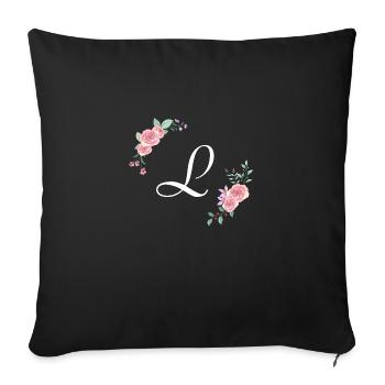 Pink floral letter l - Sofa pillowcase 17,3'' x 17,3'' (45 x 45 cm) - black - Front