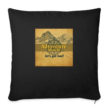 L’aventure vous attend Vintage Map Travel Explorer - Housse de coussin décorative 45 x 45 cm - noir - Devant