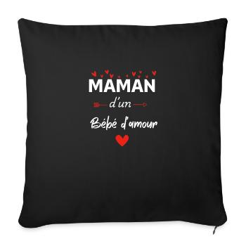 Maman d’un bébé d’amour - assorti bébé - Housse de coussin décorative 45 x 45 cm - noir - Devant