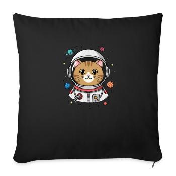 Astronaut Cat - Sofa pillowcase 17,3'' x 17,3'' (45 x 45 cm) - black - Front