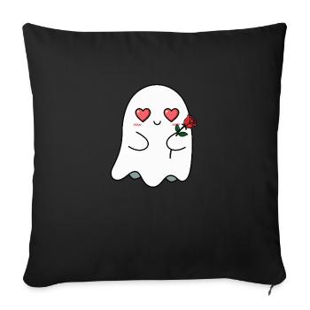 Fantôme avec Rose - Housse de coussin décorative 45 x 45 cm - noir - Devant