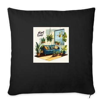 Plant lover living room - Sofa pillowcase 17,3'' x 17,3'' (45 x 45 cm) - black - Front