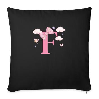 Letter f pink clouds - Sofa pillowcase 17,3'' x 17,3'' (45 x 45 cm) - black - Front