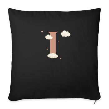 Lettre i nuages étoiles - Housse de coussin décorative 45 x 45 cm - noir - Devant