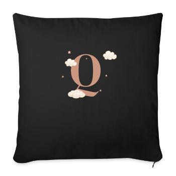 Letter Q Clouds Stars - Sofa pillowcase 17,3'' x 17,3'' (45 x 45 cm) - black - Front