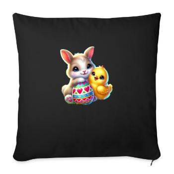 Easter Bunny Chick Egg - Sofa pillowcase 17,3'' x 17,3'' (45 x 45 cm) - black - Front