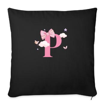 Letter p pink clouds - Sofa pillowcase 17,3'' x 17,3'' (45 x 45 cm) - black - Front