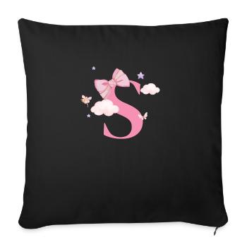 Letter s pink clouds - Sofa pillowcase 17,3'' x 17,3'' (45 x 45 cm) - black - Front