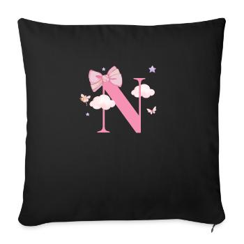 Letter n pink clouds - Sofa pillowcase 17,3'' x 17,3'' (45 x 45 cm) - black - Front