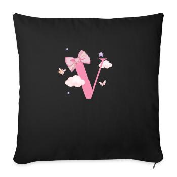 Letter v pink clouds - Sofa pillowcase 17,3'' x 17,3'' (45 x 45 cm) - black - Front