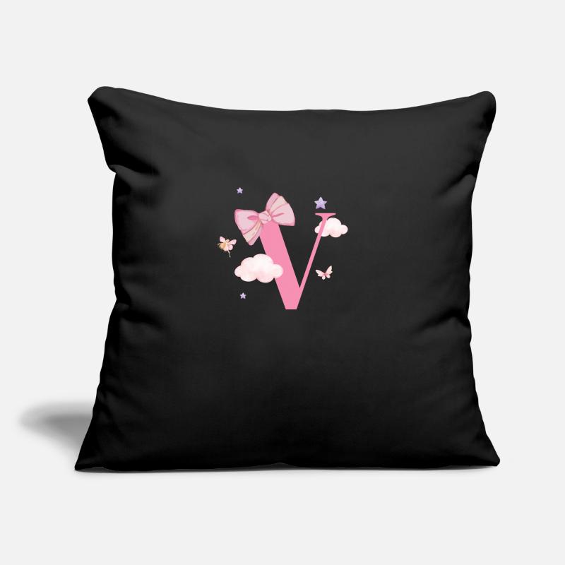 Letter v pink clouds Sofa pillowcase 17,3'' x 17,3'' (45 x 45 cm)