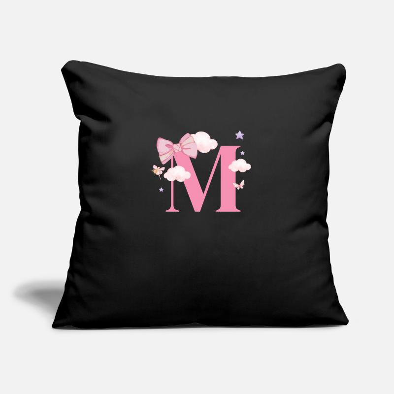 Letter m pink clouds Sofa pillowcase 17,3'' x 17,3'' (45 x 45 cm)