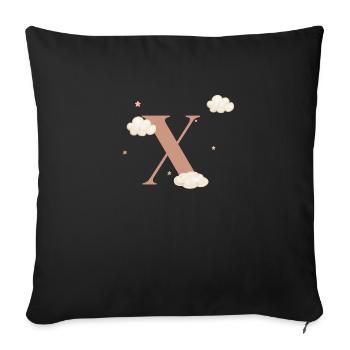 Lettre x nuages étoiles - Housse de coussin décorative 45 x 45 cm - noir - Devant