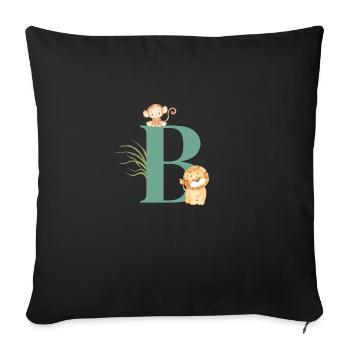 Lettre b vert animaux jungle - Housse de coussin décorative 45 x 45 cm - noir - Devant