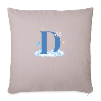 Letter d blue clouds airplane child - Sofa pillowcase 17,3'' x 17,3'' (45 x 45 cm) - light taupe - Front