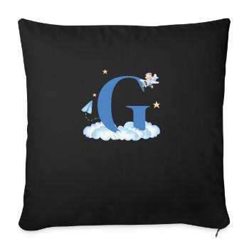 Letter G Blue Clouds Airplane Child - Sofa pillowcase 17,3'' x 17,3'' (45 x 45 cm) - black - Front
