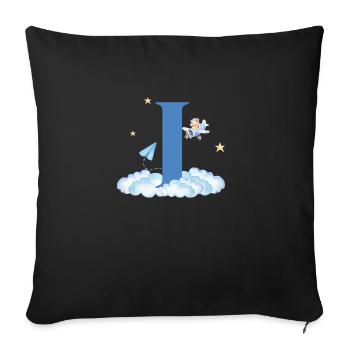 Letter i Blue Clouds Airplane Child - Sofa pillowcase 17,3'' x 17,3'' (45 x 45 cm) - black - Front