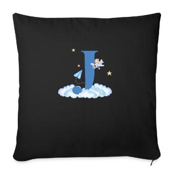 Letter j Blue Clouds Airplane Child - Sofa pillowcase 17,3'' x 17,3'' (45 x 45 cm) - black - Front