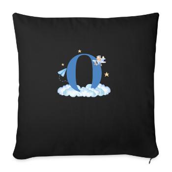 Letter o Blue Clouds Airplane Child - Sofa pillowcase 17,3'' x 17,3'' (45 x 45 cm) - black - Front