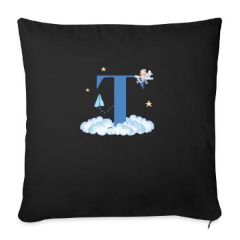 Letter t Blue Clouds Airplane Child - Sofa pillowcase 17,3'' x 17,3'' (45 x 45 cm) - black - Front